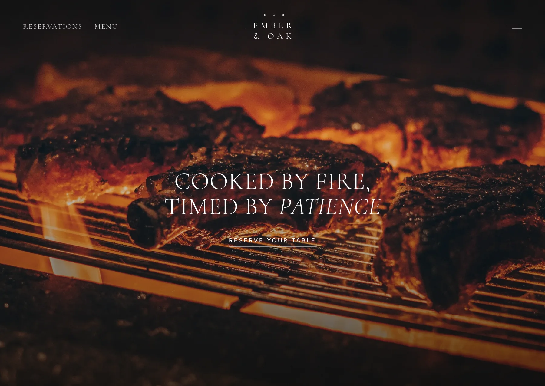 The same restaurant rebuilt by BrightFront — full-bleed photography, custom serif type, search-ready