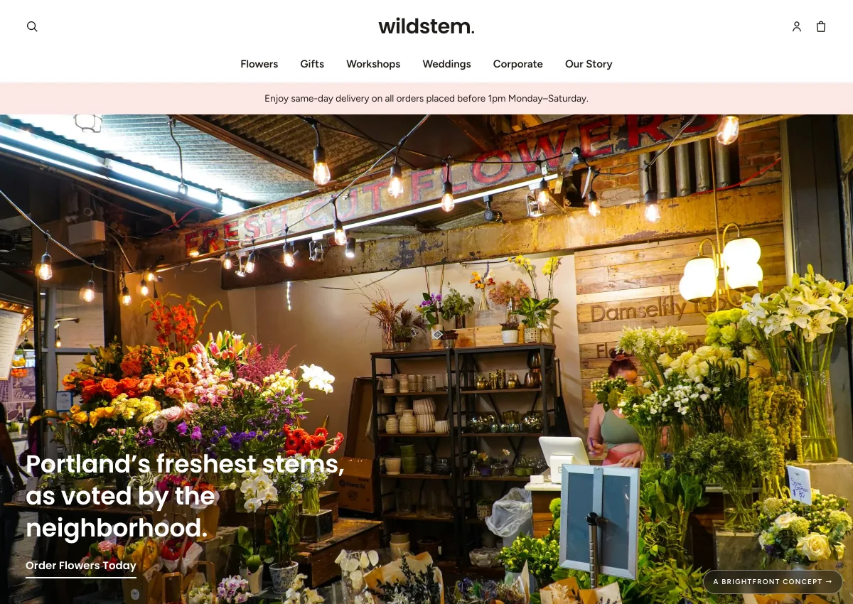 Wildstem Floral Co. — florist website concept by BrightFront