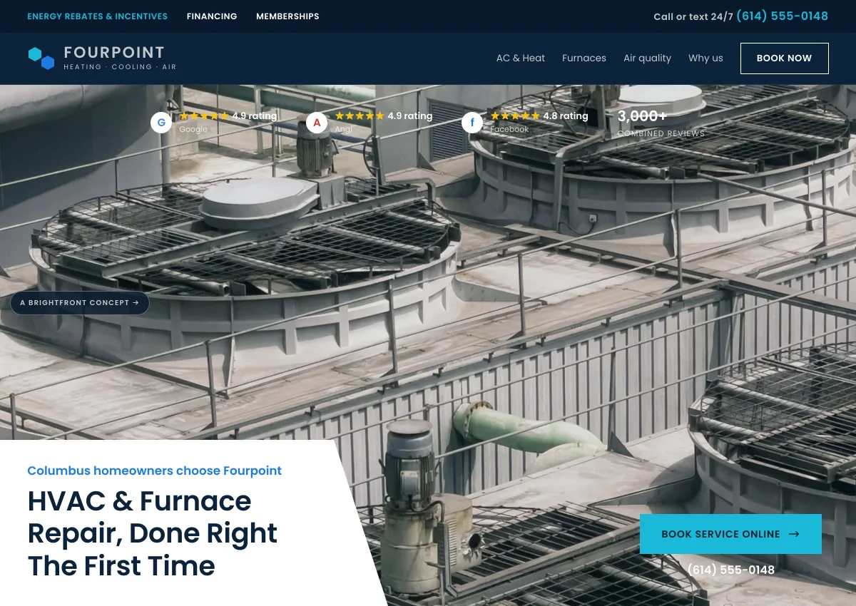 Fourpoint Heating & Air — hvac website concept by BrightFront