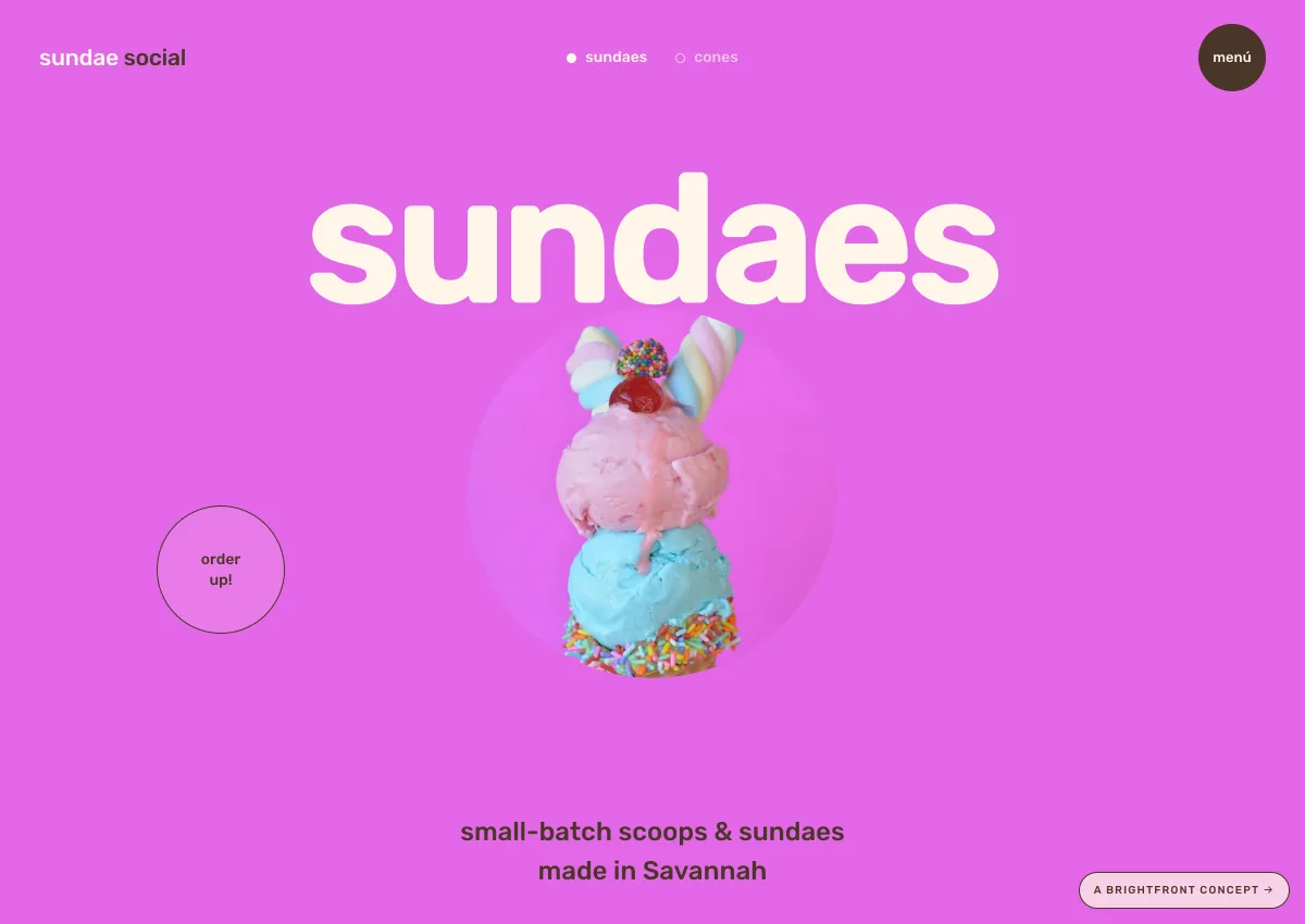 Sundae Social — ice cream shop website concept by BrightFront