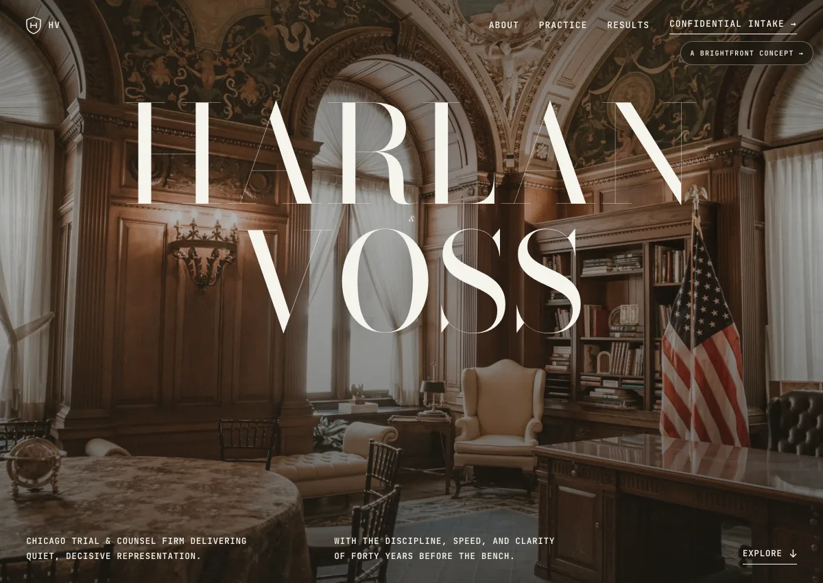 Harlan & Voss LLP — law firm website concept by BrightFront