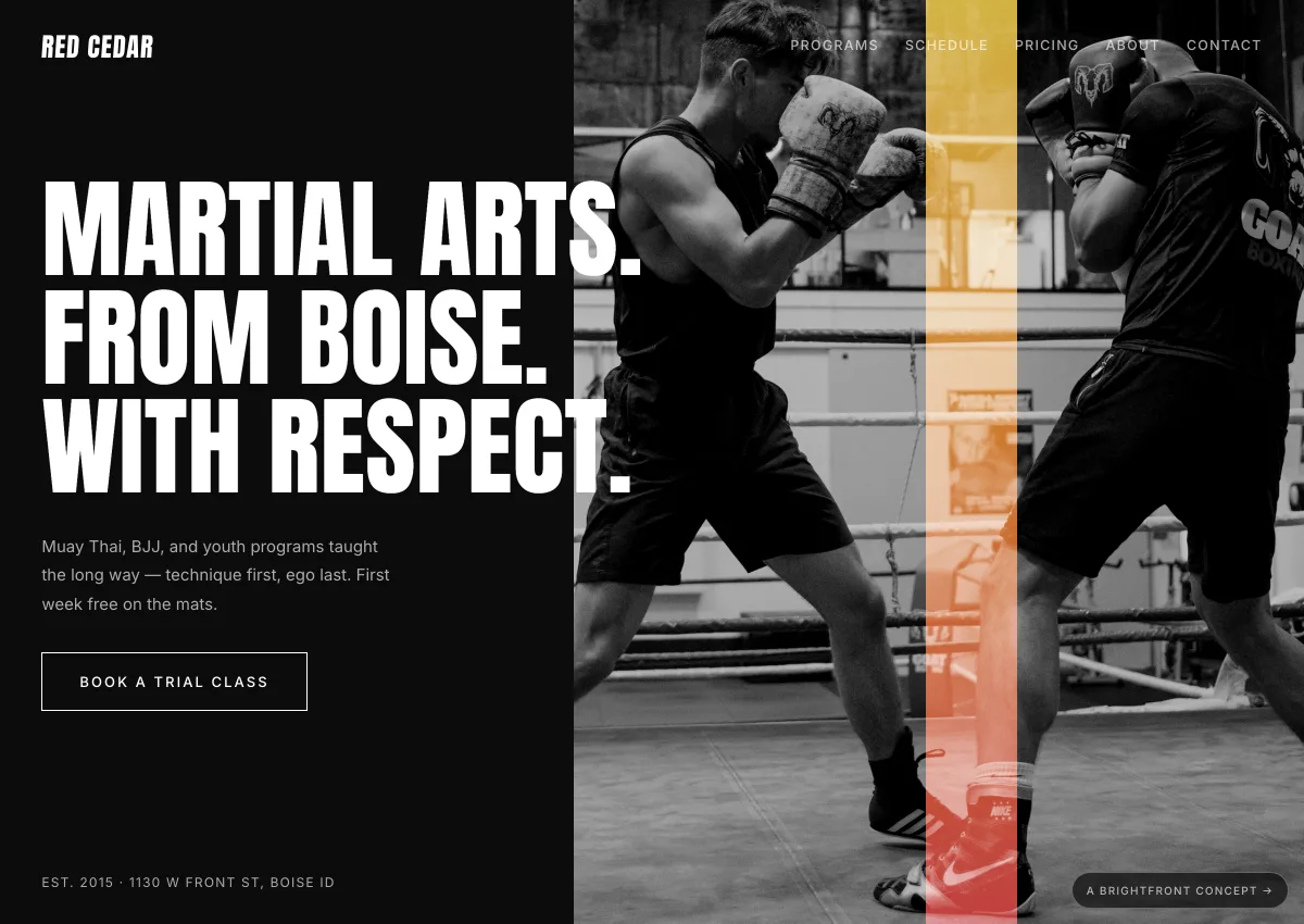 Red Cedar Martial Arts — martial arts academy website concept by BrightFront