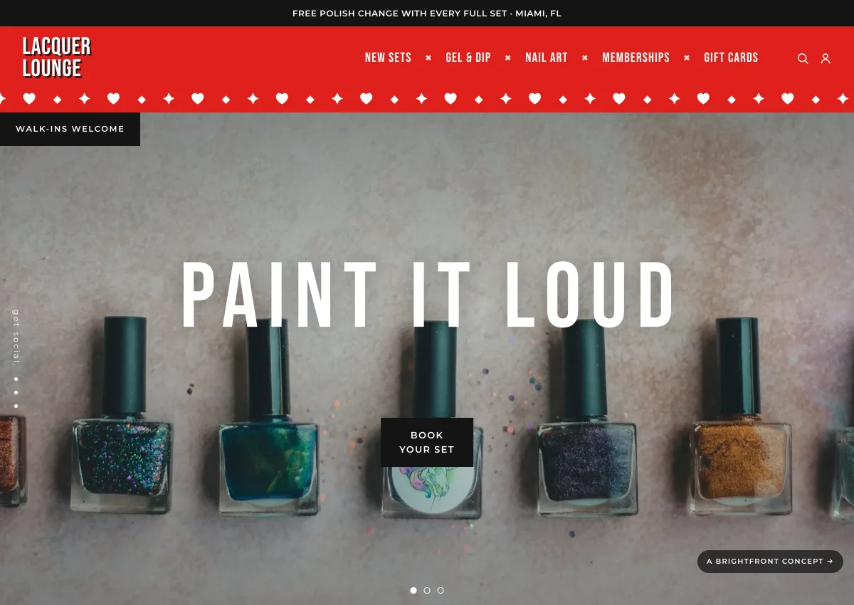 Lacquer Lounge — nail salon website concept by BrightFront
