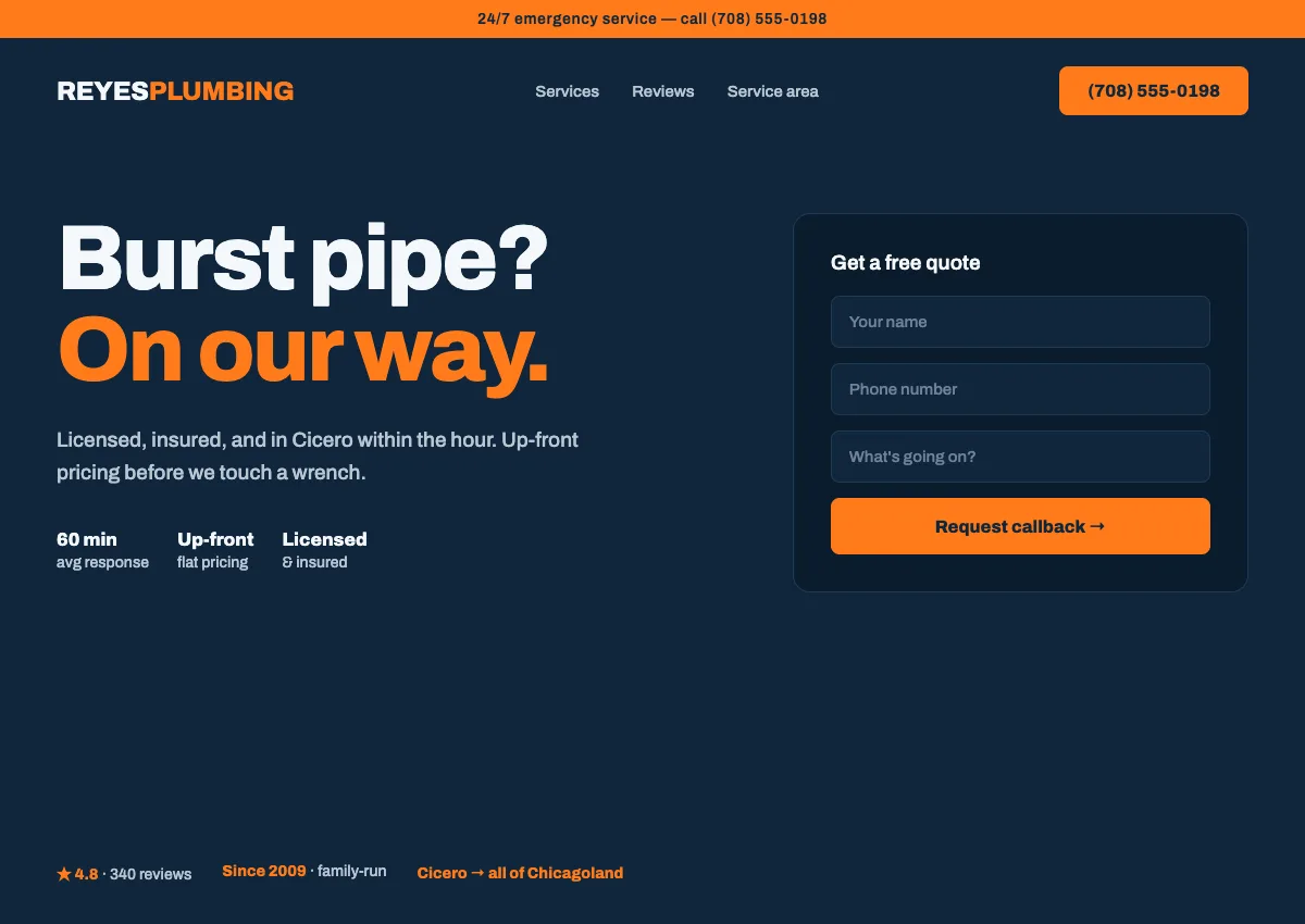 Reyes Plumbing website concept
