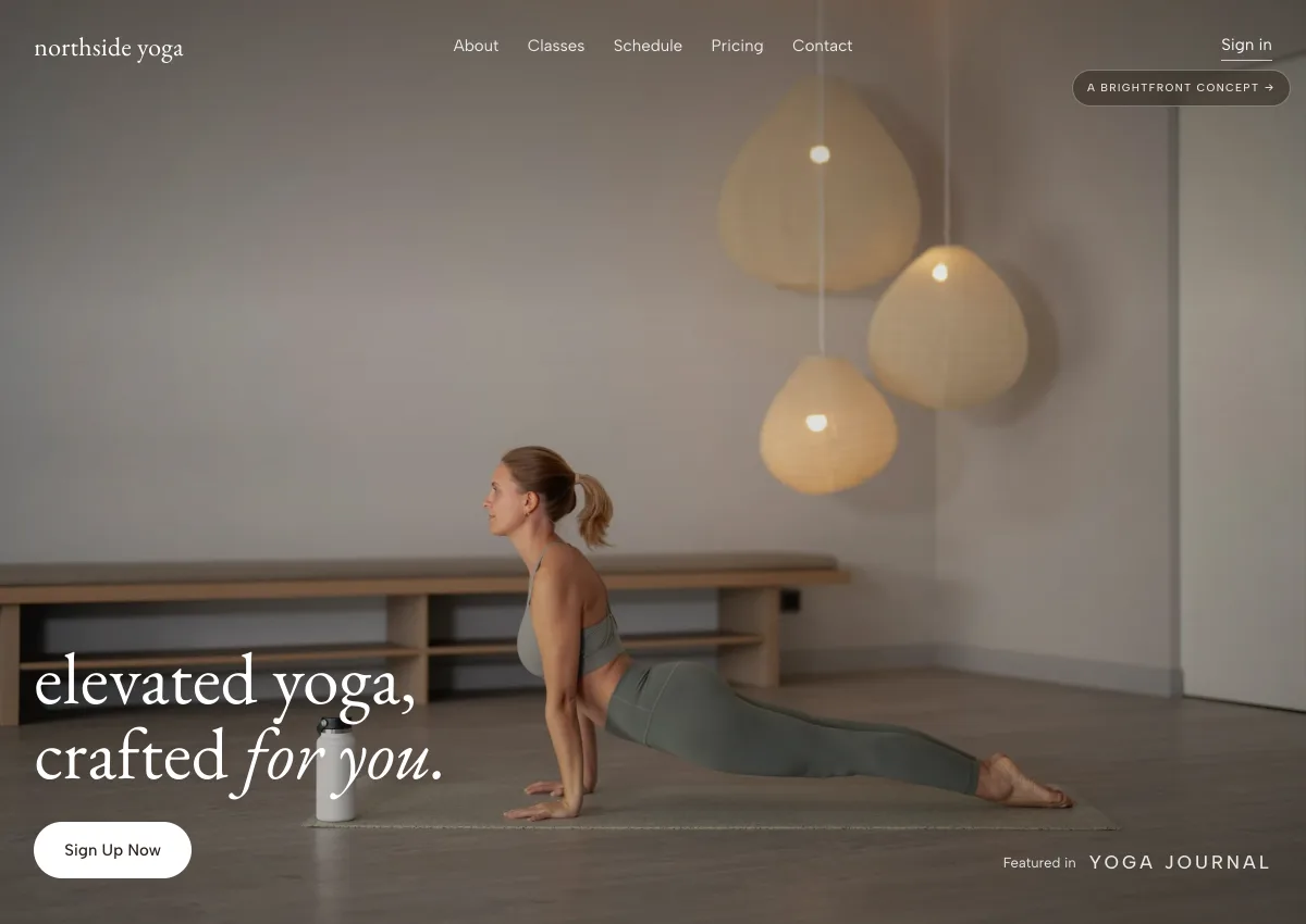 Northside Yoga — yoga studio website concept by BrightFront